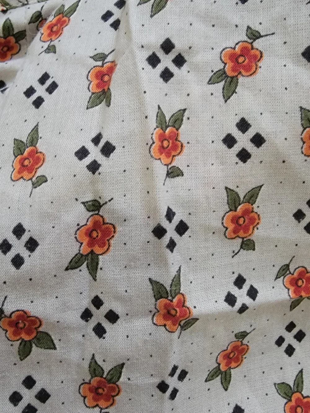 Vintage Cream Floral Tie-Waist Boho Peasant Blouse Kimono Medium Cottagecore